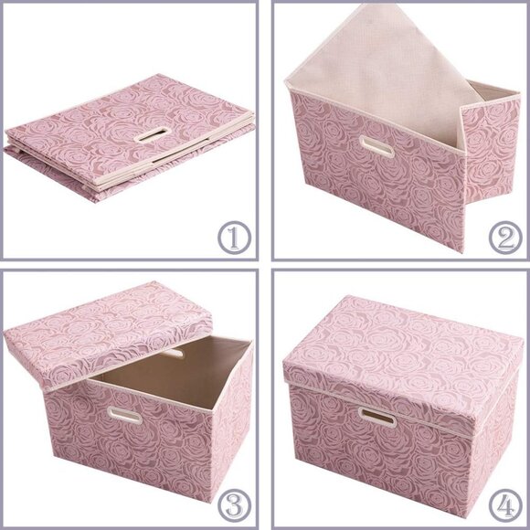 Larger Collapsible Storage Bin with Lid [1-Pack] Fabric Decorative Storage Box C - Picture 7 of 8
